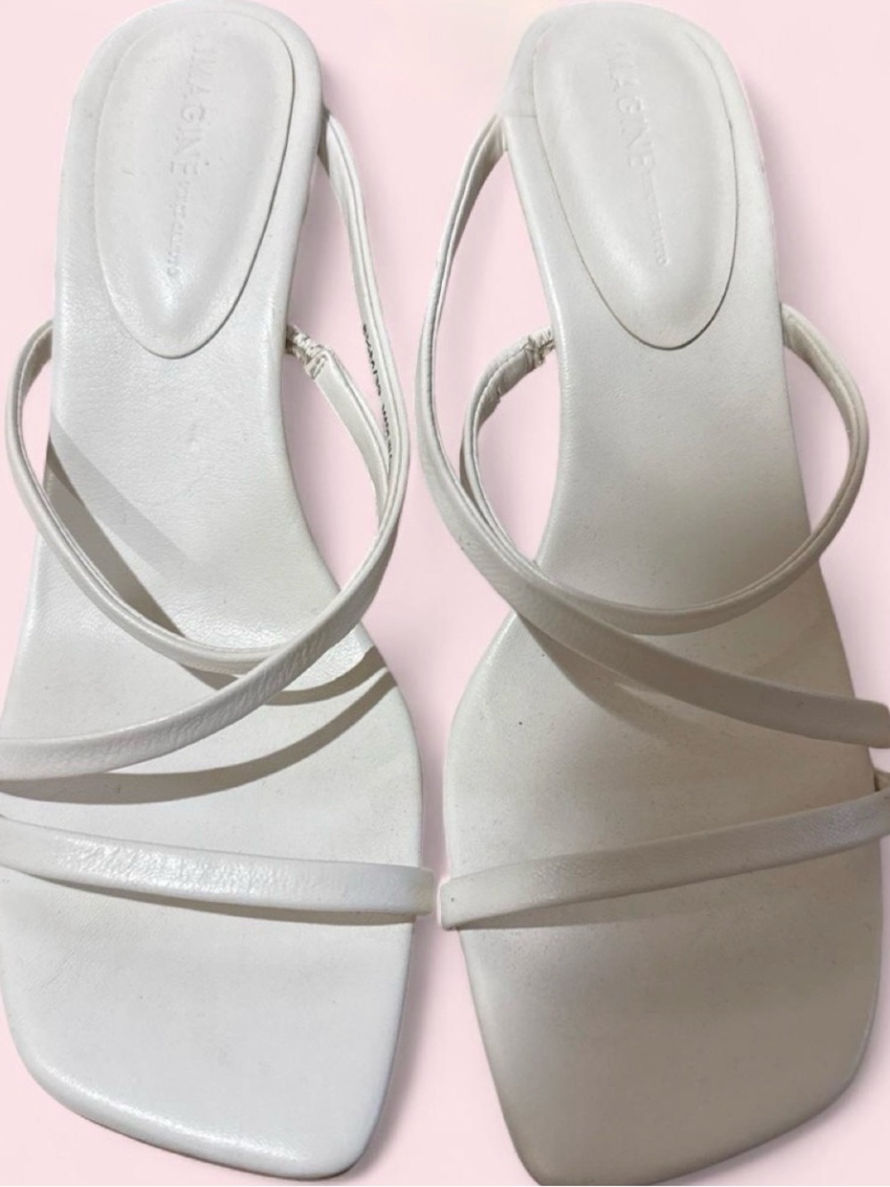 Minimal White Strappy Heeled Sandals - Sleek Slip-On Style